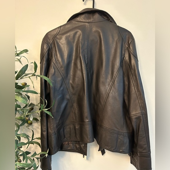 Brown Leather Bomber Jacket - Picture 2 of 3